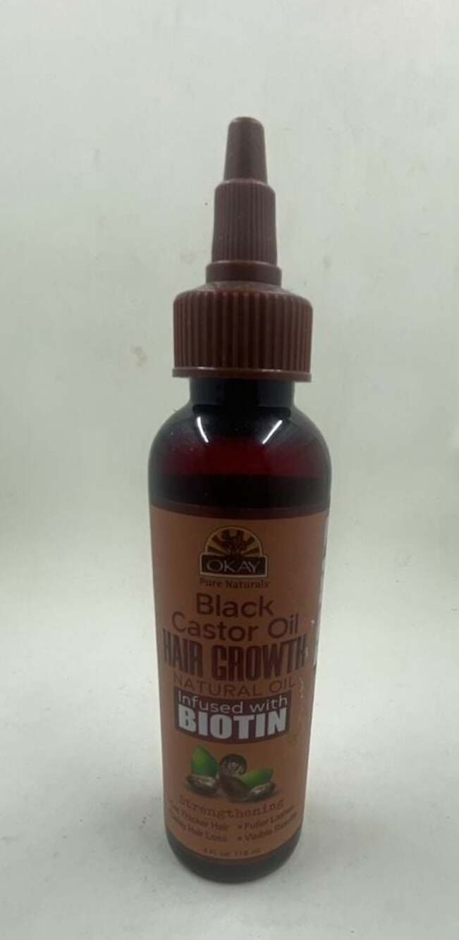 OKAY Pure Naturals Black Castor Oil Hair Growth Infused With Biotin 4 fl oz